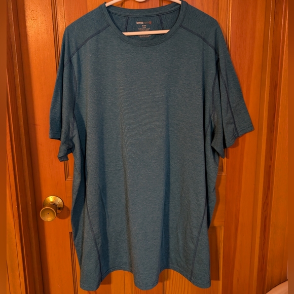 Men's Swiss Tech  3XL 54-56 Chest Short Sleeve Pull Over Shirt Green/Blue - Picture 1 of 4